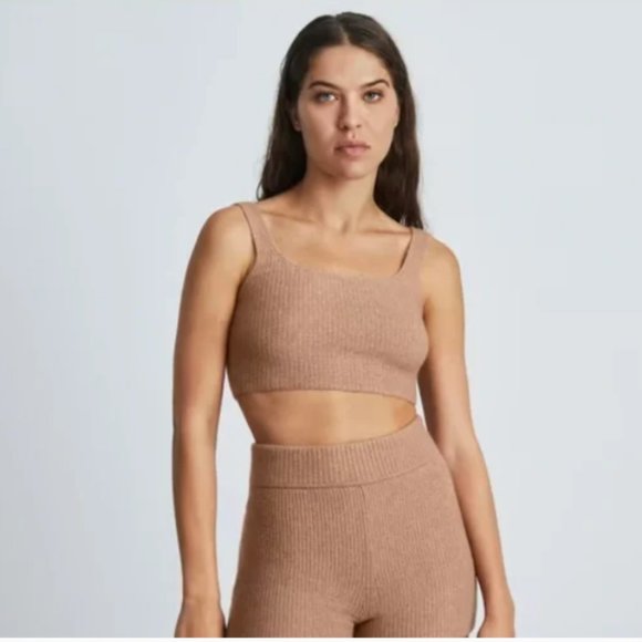 NWT Everlane The Cozy Stretch Tank Camel Tan cropped wool blend top M - Picture 1 of 8